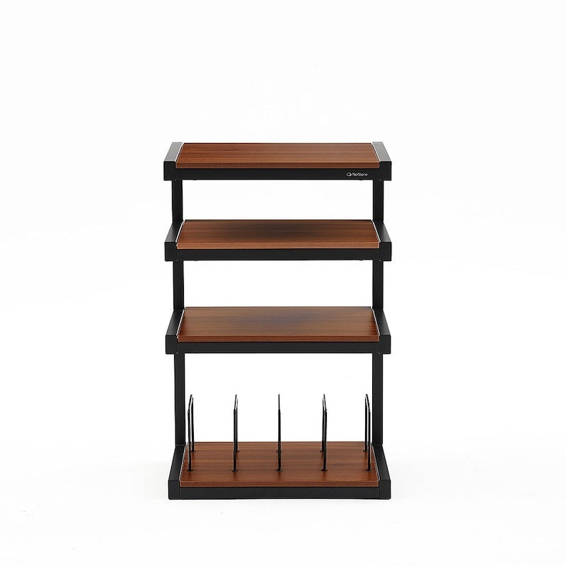 NorStone Esse HiFi Vinyl met walnoothouten legplanken en matzwart stalen frame